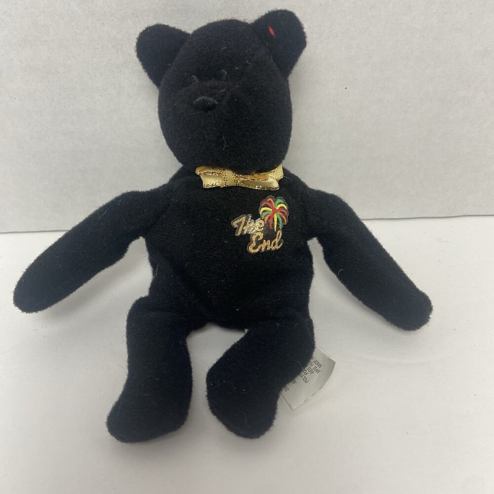 1999 Mini Ty Beanie Y2K Black Bear With The End , No Ear Hang Tag